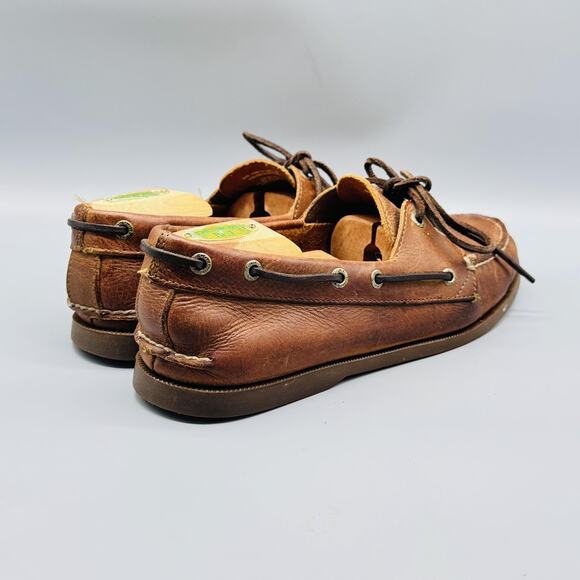 GH Bass & Co Shoes Mens 9 Wide Brown Leather Hampton Boat Deck Eye Moc Toe VTG - Picture 7 of 11